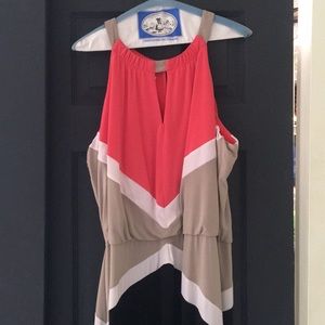 Color block maxi halter dress